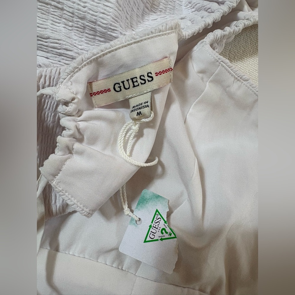 Guess Charlotte Off-The-Shoulder A-Line Mini Dress Pure White - Picture 4 of 10